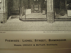 Premises: Lionel Street, Birmingham, England, UK, 1897, Messrs. Crouch & Butler