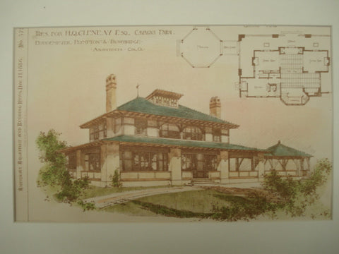 Residence for H. Q. Cleneay, Esq., Cavagna Farms, OH, 1886, Buddemeyer, Plympton & Trowbridge