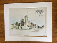 Emmanuel Church, Cleveland OH, 1904, Cram Goodhue Ferguson Original Hand Colored -