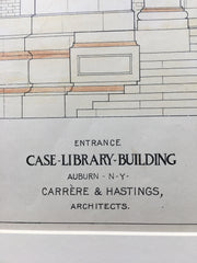 Case Library, Entrance, Auburn, NY, 1900, Carrere & Hastings, Original Hand Colored