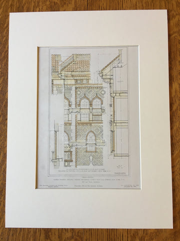 Stadium Plans, City College, New York, Arnold W Brunner, 1915. Arnold Brunner, Architects. Hand Colored, Original, Architecture, good Vintage