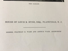 Entrance & Garage, Louis K Hyde House, Plainfield, NJ, 1916, Lithograph