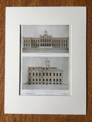 City Hall from 1803, New York, NY, 1908, J McComb, Original Hand Colored -