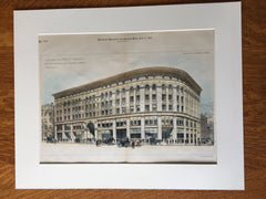 Eben Jordan Bldg, Kingston, Bedford & Columbia Sts, Boston, MA, 1889, Original Hand Colored