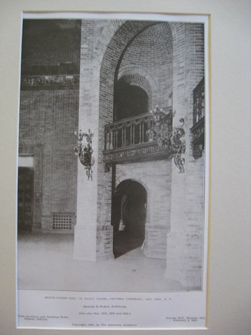 Columbia University Chapel, New York, NY, 1907, Howells and Stokes