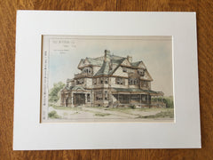 W D Forbes House, Roxbury, MA, 1884, Bradlee, et al, Original Hand Colored