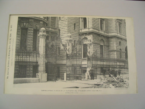 Carriage Entrance to House of C. P. Huntington on Fifty-Seventh Street, New York, NY, 1894, George B. Post