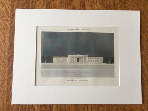 McKinley Memorial, Niles, Ohio, 1915, McKim Mead & White, Hand Colored Original -