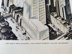 Daily News, 42nd Street & 2nd Avenue, New York, 1929, Hand Colored Original -