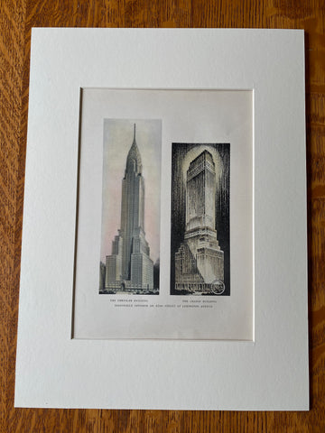 Chrysler Building & Chanin Building, New York, 1929, Hand Colored Original -