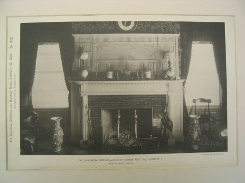 The Living-Room Fireplace in the House of Gordon Reed, Esq., Cowesett, RI, 1892, Gould and Angell