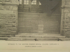 Entrance to the Western Reserve Medical College, Cleveland, OH, 1889, Coburn and Barnum