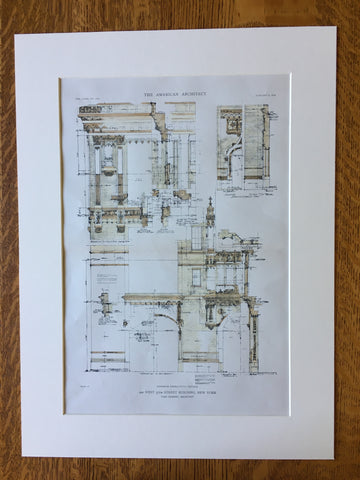 Building, 200 West 57th Street, NY, Cass Gilbert, Original, Hand Colored