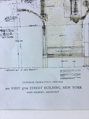 Building, 200 West 57th Street, NY, Cass Gilbert, Original, Hand Colored