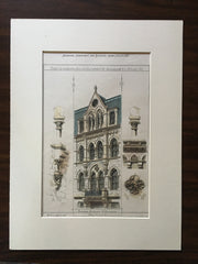 Hunnewell Building, Washington St & Essex St, Boston, MA, Sturgis & Brigham, Original, Hand Colored