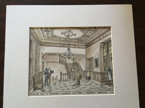 Reception Hall, Allemania Club House, Cincinnati, OH, 1878, Original, Hand Colored