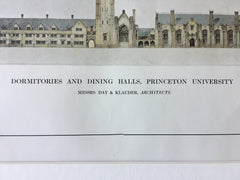 Dormitories, Dining Halls, Princeton University, NJ, 1913, Original Hand Colored