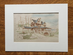 House, Navesink Park, NJ, 1882, Lamb & Rich, Original Plan, Hand Colored