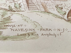 House, Navesink Park, NJ, 1882, Lamb & Rich, Original Plan, Hand Colored