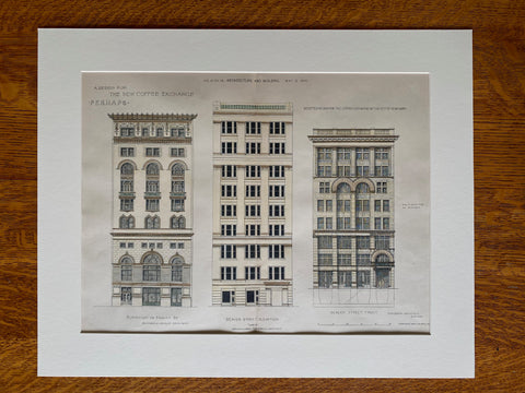 Coffee Exchange, New York, NY, 1890, Various Architects, Original Hand Colored -