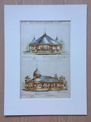 Band Stand, Pavilion, Queen's Park, High Park, NY, 1889, Hand Colored Original