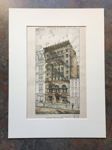 Coffee Exchange, New York, NY, 1890, Lamb & Rich, Original Hand Colored