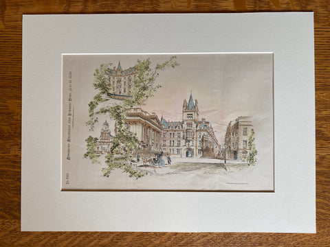 Caius College, University of Cambridge, England, 1880, Original Hand Colored -