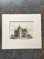 House at Haverhill, MA, 1887, Wheeler & Northend, Hand Colored Original Plan