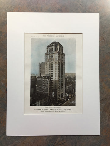 Candler Building, Exterior, West 42nd St, NY, 1913, Original Hand Colored *