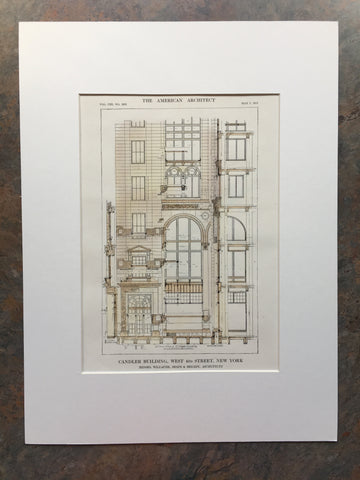 Candler Building, West 42nd St, NY, 1913, Willauer et al., Original Hand Colored *