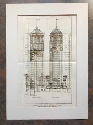 Candler Building, West 42nd St, New York, NY, 1913, Original Hand Colored