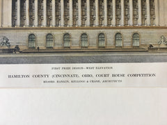 Hamilton Cty Courthouse, Cincinnati, OH, 1913, Original Hand Colored *