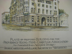 Proposed Design for the Providence Young Men's Christian Association, Providence, RI, 1888, Stone, Carpenter, and Willson