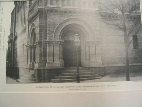 Entrance Porch of the West End Presbyterian Church, Amsterdam Ave. and 105th St., New York, NY, 1892, J. A. and W. T. Wilson