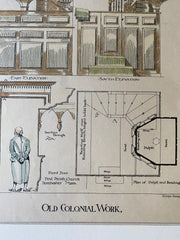 Kings Chapel, Pulpit & Reading Desk, Boston, MA, 1886, Original Hand Colored -