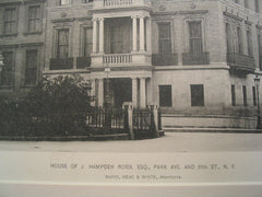 House of J. Hampden Robb on Park Avenue, New York, NY, 1891, McKim, Mead and White