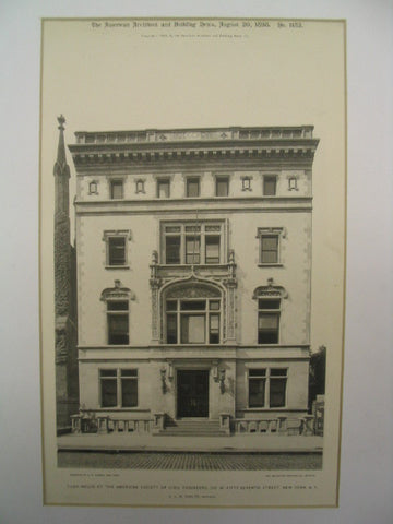 Club-House of the American Society Engineers on 57th Street, New York, NY, 1898, C. L. W. Eidlitz