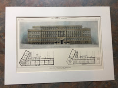 High School of Practical Arts, Boston, MA, 1914, Hand Colored Original *