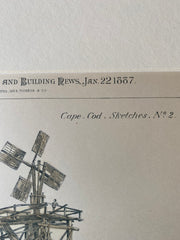 Cape Cod Sketches by Eldon Deane, MA, 1887, Original Hand Colored -