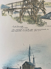 Cape Cod Sketches by Eldon Deane, MA, 1887, Original Hand Colored -