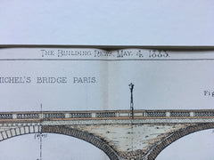 Design of Bridges, Paris & Nantes, France, 1883, Hand Colored Original  *