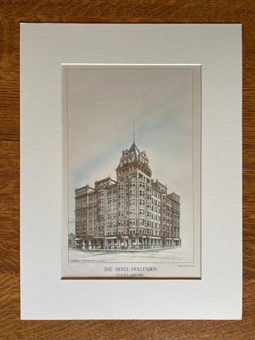 Hotel Hollenden, Cleveland, OH, 1887, George F Hammond, Original Hand Colored -