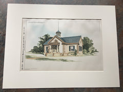 School House, Normandy, MO, 1897, E A Manny, Original Hand Colored *