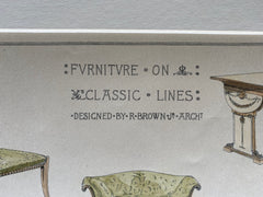 Furniture designed by R Brown Jr., 1891, Hand Colored Original -