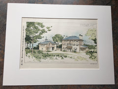 House & Stable, Chestnut Hill, MA, 1894, Hand Colored Original -