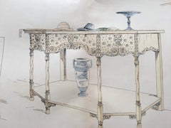 Furniture by Robert Brown Jr, Boston, MA, 1895, Original, Hand Colored -