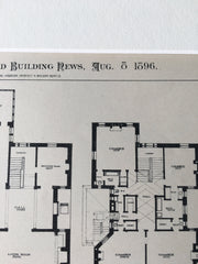 W B Bourn Residence, San Francisco, CA, 1896, Original Hand Colored -