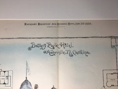 Battery Park Hotel, Asheville, NC. Hazlehurst & Huckel, 1886, Original Plan