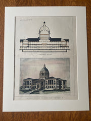 Rhode Island State House, Providence, RI, 1892, Original Hand Colored -