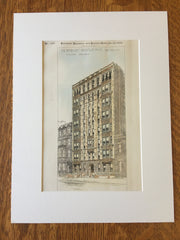 Randolph Apartment House, New York, NY, 1886, Original Hand Colored -